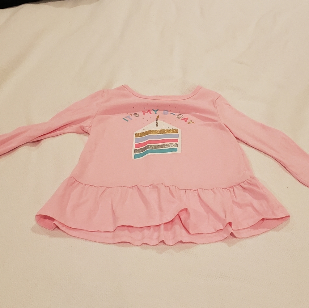 Carter's "It's my Bday" Long-sleeved Peplum Shirt in Pink Girls Size 7